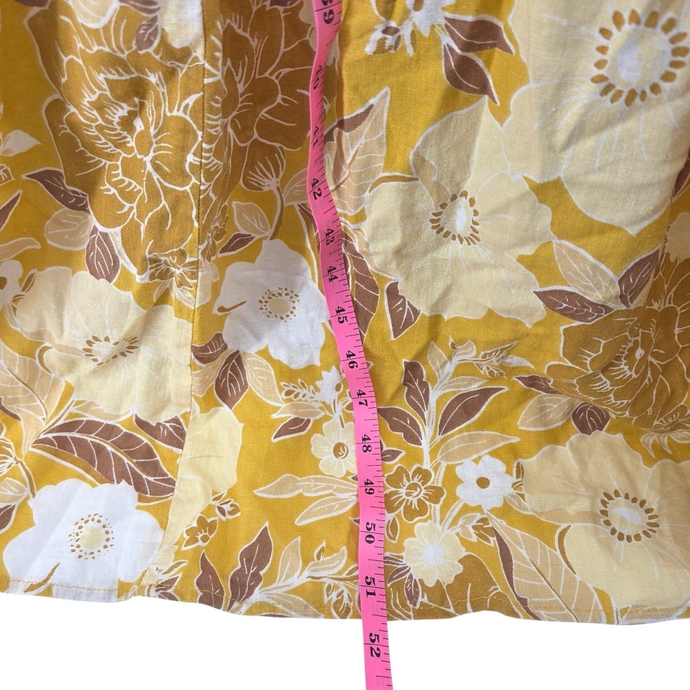 Abercrombie & Fitch Maxi Dress Yellow‎ Floral Tiered Smocked Slit Boho Summer S - Picture 7 of 12